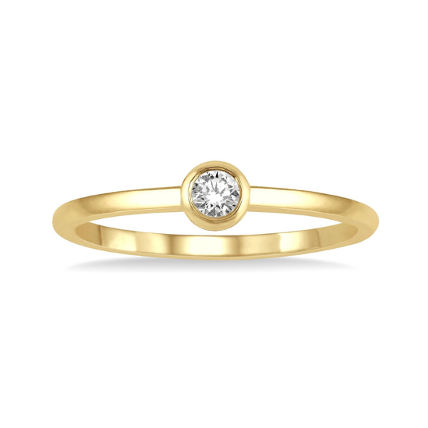 1/10 ctw Bezel Set Round Cut Diamond Petite Fashion Ring in 10K Yellow Gold Image 2 Robert Irwin Jewelers Memphis, TN