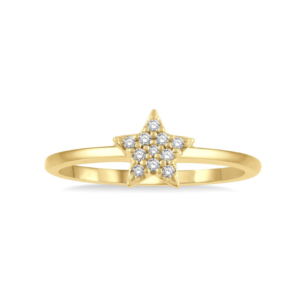 1/10 ctw Star Round Cut Diamond Petite Fashion Ring in 10K Yellow Gold Image 2 Robert Irwin Jewelers Memphis, TN