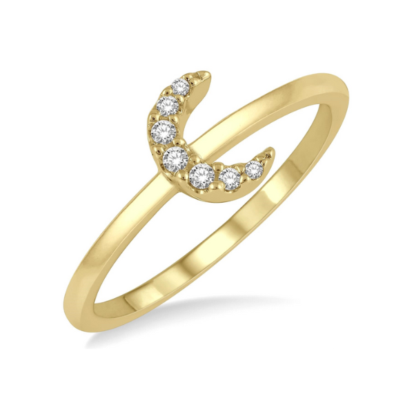1/20 ctw Crescent Round Cut Diamond Petite Fashion Ring in 10K Yellow Gold Robert Irwin Jewelers Memphis, TN