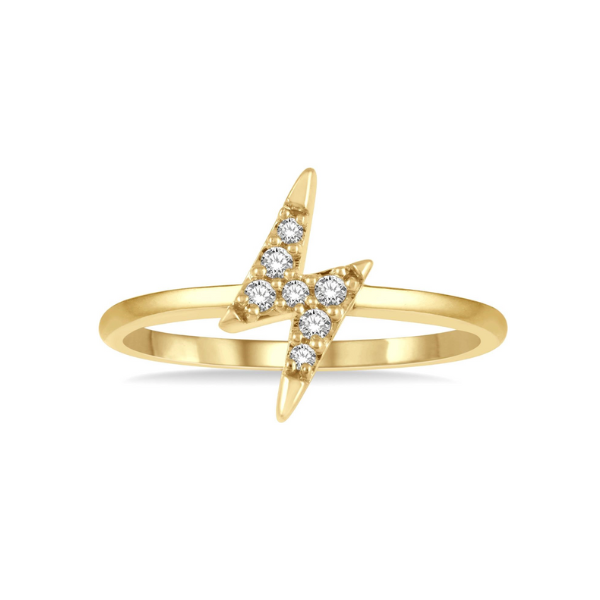 1/10 ctw Lightning Bolt Round Cut Diamond Petite Fashion Ring in 10K Yellow Gold Image 2 Robert Irwin Jewelers Memphis, TN