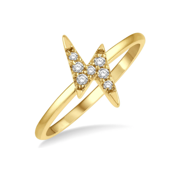 1/10 ctw Lightning Bolt Round Cut Diamond Petite Fashion Ring in 10K Yellow Gold Robert Irwin Jewelers Memphis, TN