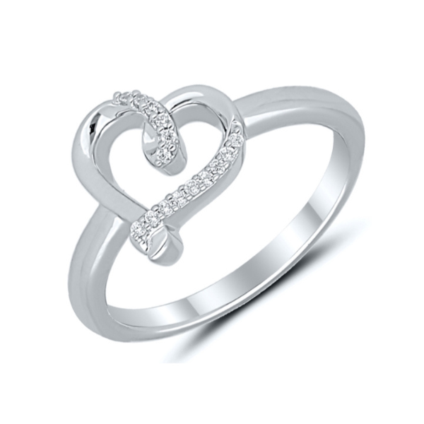 Diamond Heart Ring in Sterling Silver Robert Irwin Jewelers Memphis, TN