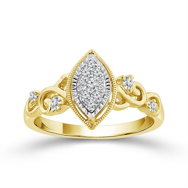 10 Karat Yellow Gold 1/5 Ctw Marquise Halo Diamond Ring Robert Irwin Jewelers Memphis, TN