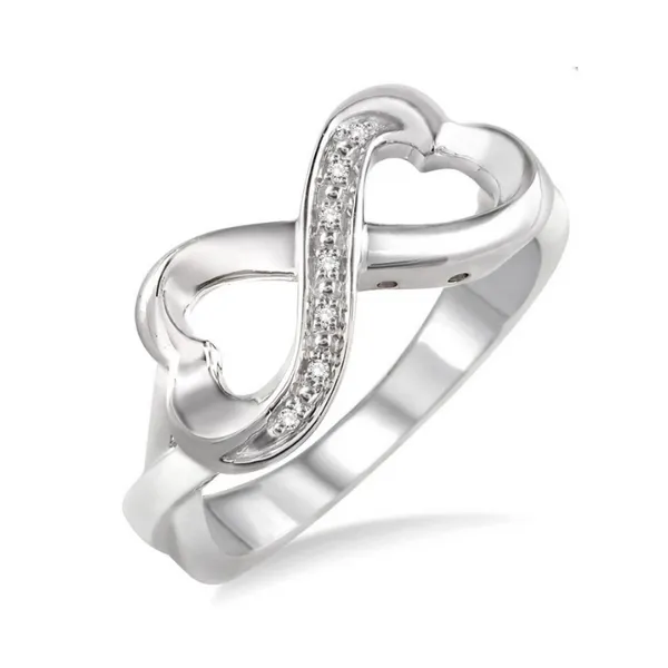 Sterling Silver 1/50 Carat Diamond Heart Infinity Ring Robert Irwin Jewelers Memphis, TN