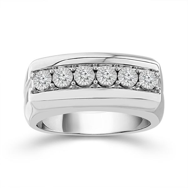 10 Karat White Gold 1/4 Carat Mens Diamond Wedding Band Robert Irwin Jewelers Memphis, TN