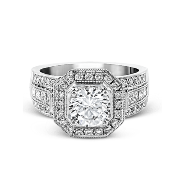 18 Karat White Gold Simon G. 1.00 Carat Diamond Engagement Ring Setting Image 2 Robert Irwin Jewelers Memphis, TN