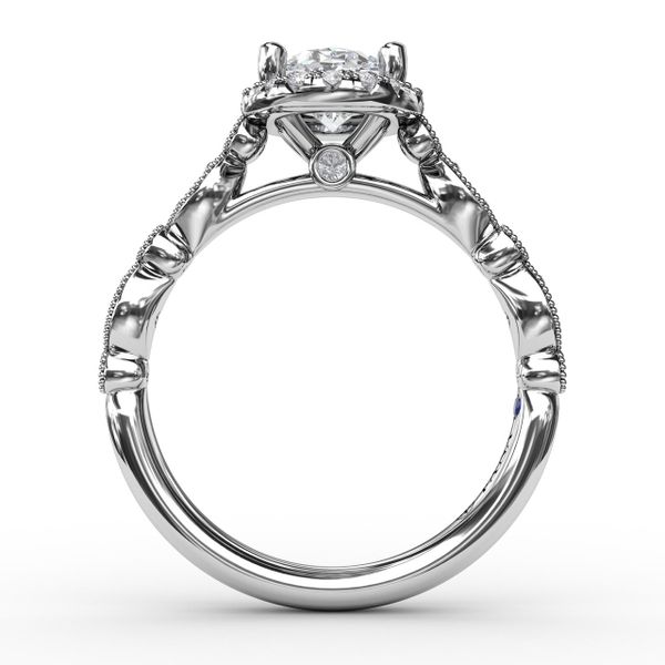14 Karat White Gold Fana 0.29ctw Classic Halo Milgrain Diamond Engagement Ring Setting Image 3 Robert Irwin Jewelers Memphis, TN