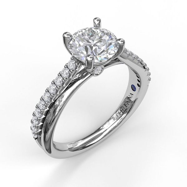 14 Karat White Gold Fana 1/4 Carat Solitaire Criss Cross Diamond Engagement Ring Setting Robert Irwin Jewelers Memphis, TN