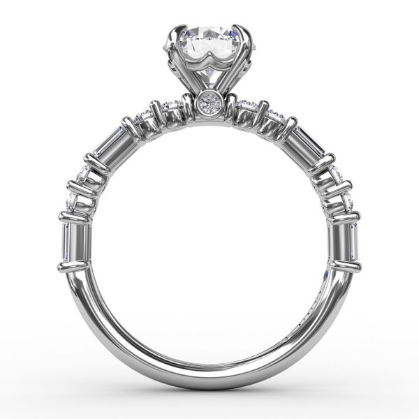 14 Karat White Gold Fana 1/2 Carat Baguettes With Round Diamond Accents Engagement Ring Setting Image 3 Robert Irwin Jewelers Memphis, TN