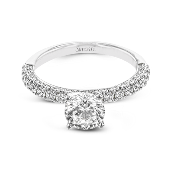 18 Karat White Gold Simon G. 1/2 Carat Round Diamond Engagement Ring Setting Image 2 Robert Irwin Jewelers Memphis, TN