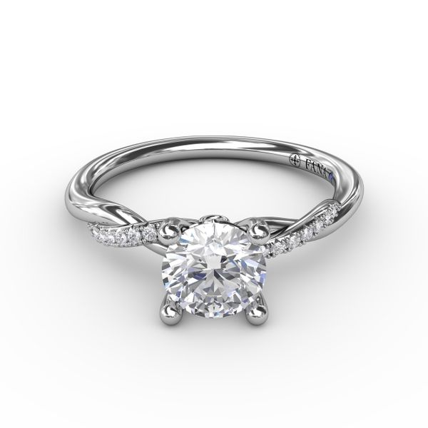 14 Karat White Gold Fana 0.07 Carat Classic Round Diamond Engagement Ring Setting With Twisted Shank Image 2 Robert Irwin Jewelers Memphis, TN