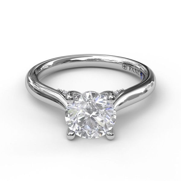 14 Karat White Gold Fana 1/10ctw Classic Solitaire Decorated Bride Diamond Engagement Ring Setting Image 2 Robert Irwin Jewelers Memphis, TN