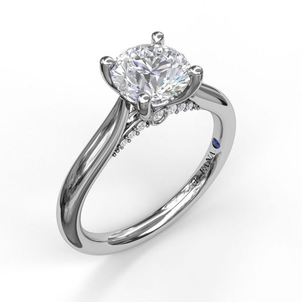 14 Karat White Gold Fana 1/10ctw Classic Solitaire Decorated Bride Diamond Engagement Ring Setting Robert Irwin Jewelers Memphis, TN