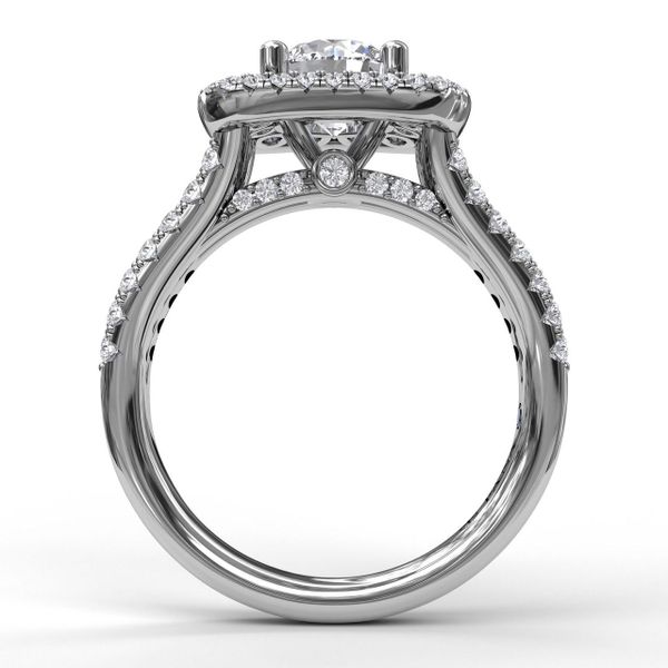 14 Karat White Gold Fana 1 1/10 Carat Exquisite Unique Double Halo Diamond Engagement Ring Setting Image 3 Robert Irwin Jewelers Memphis, TN