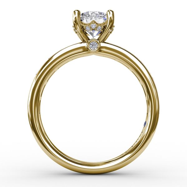 14 Karat Yellow Gold Fana 0.71 Carat Classic Round With Baguette Diamond Shank Engagement Ring Setting Image 3 Robert Irwin Jewelers Memphis, TN