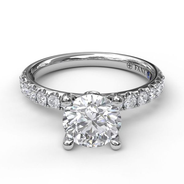 14 Karat White Gold Fana 0.37 Carat Classic Pave Round Cut Diamond Engagement Ring Setting Image 2 Robert Irwin Jewelers Memphis, TN