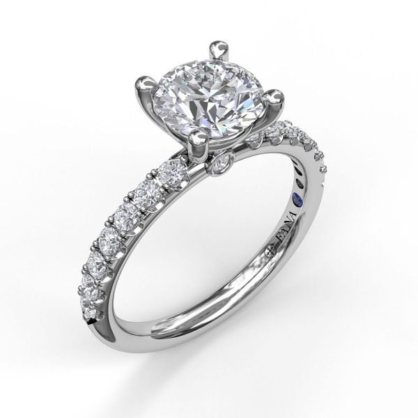 14 Karat White Gold Fana 0.37 Carat Classic Pave Round Cut Diamond Engagement Ring Setting Robert Irwin Jewelers Memphis, TN