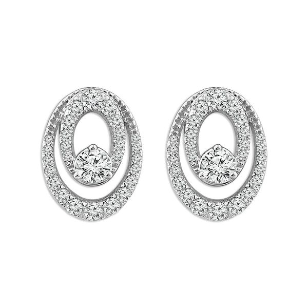 10 Karat White Gold 1/2 Carat Oval Forever Us Diamond Earrings Robert Irwin Jewelers Memphis, TN