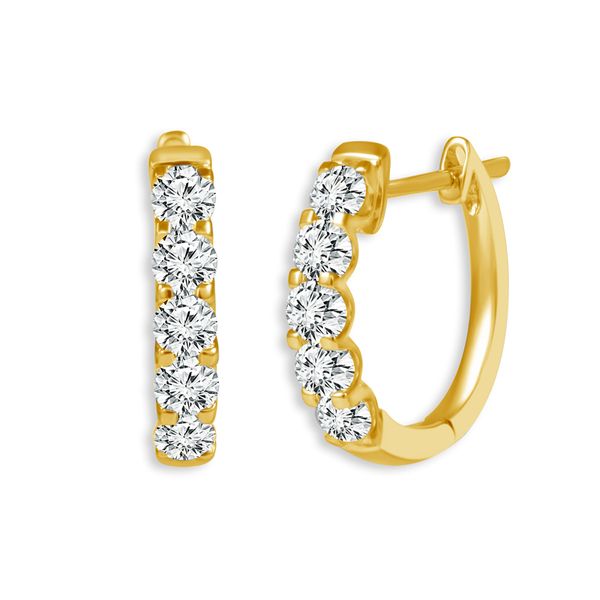 14 Karat Yellow Gold 2 Carat Diamond Hoop Earrings Robert Irwin Jewelers Memphis, TN