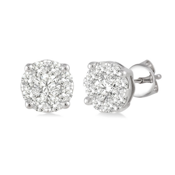 14 Karat White Gold 1 Carat Lovebright Diamond Earrings Robert Irwin Jewelers Memphis, TN