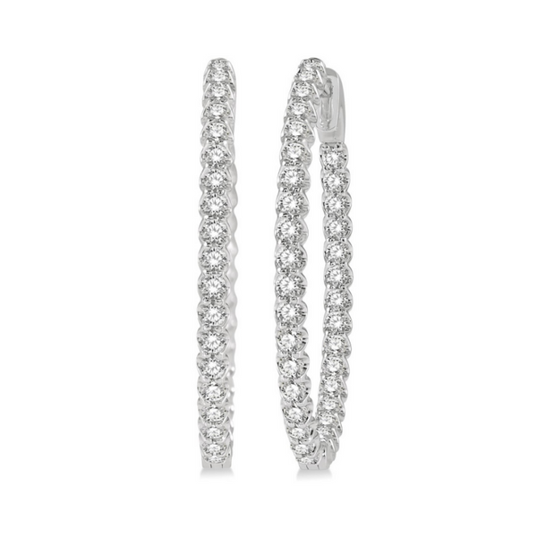 2 ctw Round Cut Diamond In-Out Oval Shape Hoop Earrings in 14K White Gold Robert Irwin Jewelers Memphis, TN