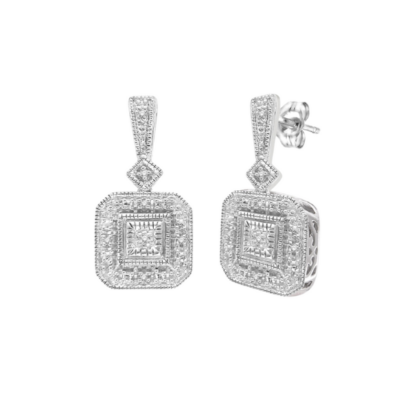 Sterling Silver 1/20ctw Single Cut Vintage Diamond Earrings Robert Irwin Jewelers Memphis, TN