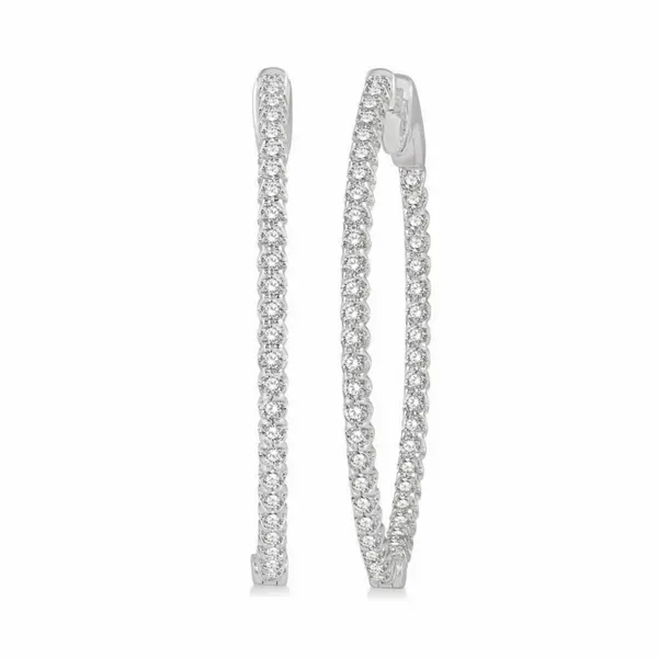 1 Ctw Round Cut Diamond In-Out Oval Shape Hoop Earrings in 14K White Gold Robert Irwin Jewelers Memphis, TN