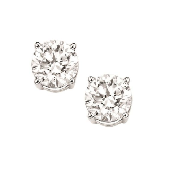 14 Karat White Gold 1/2 Carat Round Diamond Stud Earrings Robert Irwin Jewelers Memphis, TN