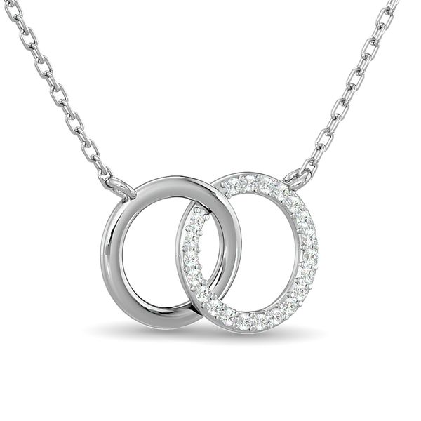 10 Karat White Gold 1/6 Carat Interlocking Diamond Circle Pendant Robert Irwin Jewelers Memphis, TN