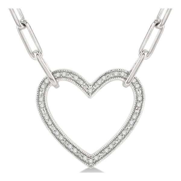 Heart Shape Diamond Paper Clip Necklace - 1/10 Carat Image 2 Robert Irwin Jewelers Memphis, TN