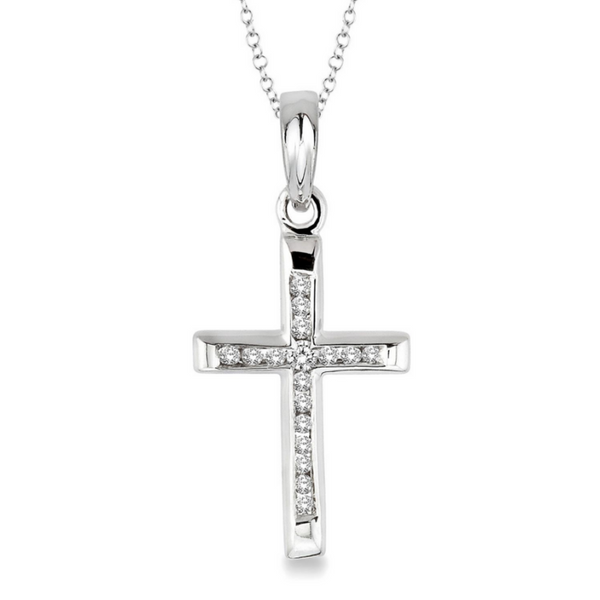 Sterling Silver 1/10 Carat Channel Set Diamond Cross Pendant Robert Irwin Jewelers Memphis, TN