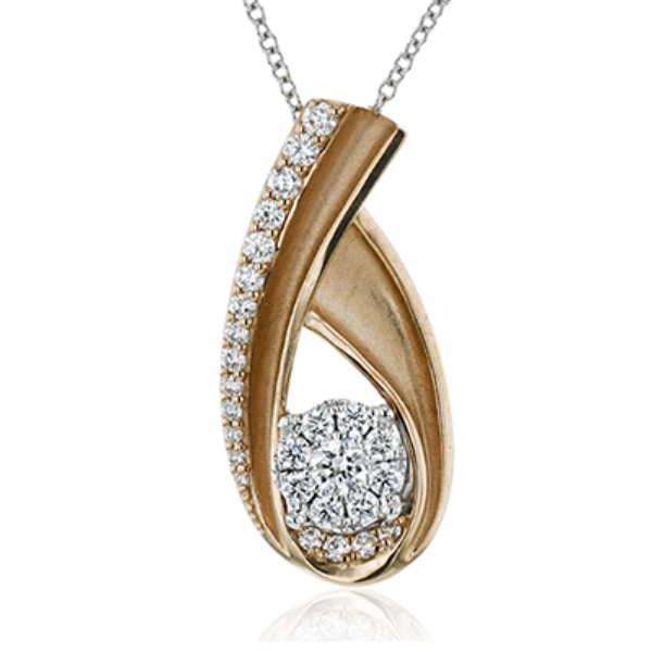 18 Karat Simon G. Two-Tone Gold 0.46ctw Diamond Pendant Robert Irwin Jewelers Memphis, TN
