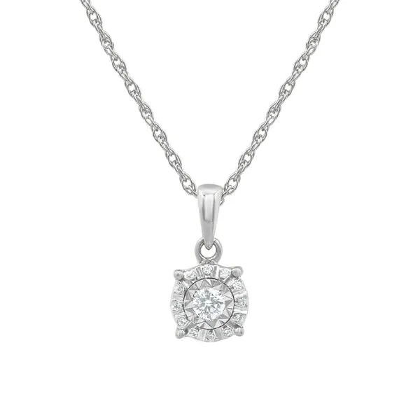 Sterling Silver 1/10 Carat Diamond Halo Pendant With Cable Link Chain Robert Irwin Jewelers Memphis, TN