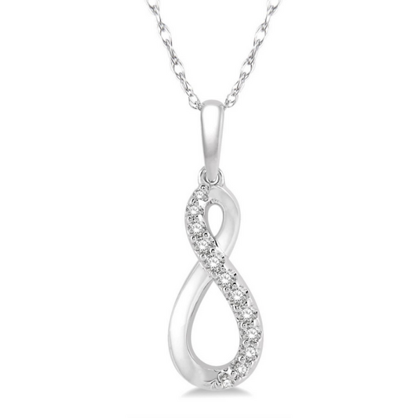 10k White Gold 1/10ctw Diamond Infinity Pendant Robert Irwin Jewelers Memphis, TN