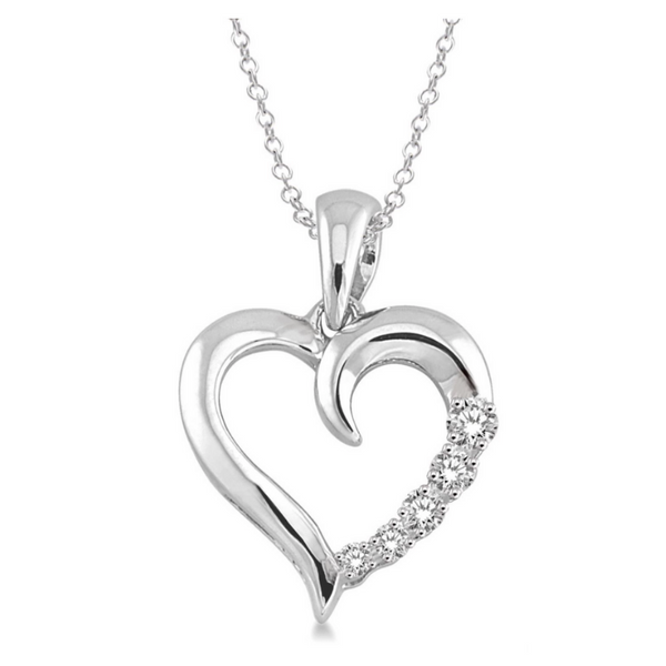 Silver Journey Heart Shape Diamond Pendant Robert Irwin Jewelers Memphis, TN