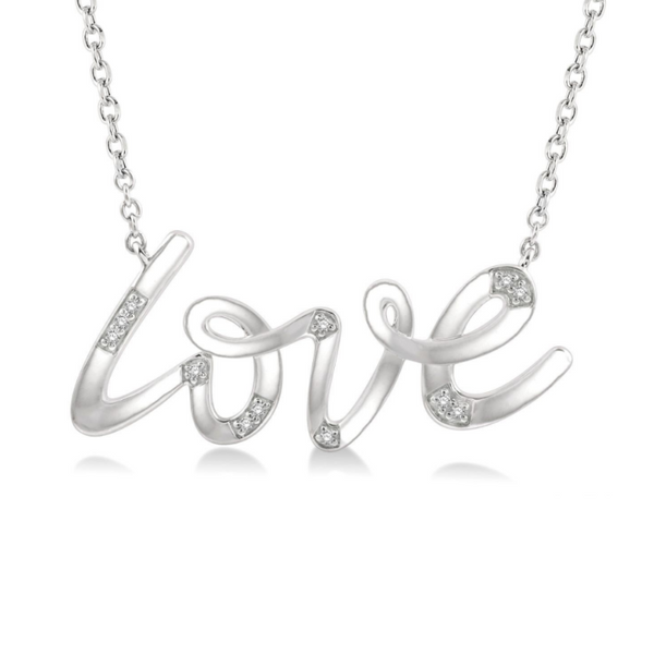 Sterling Silver Diamond Love Pendant With Chain Robert Irwin Jewelers Memphis, TN
