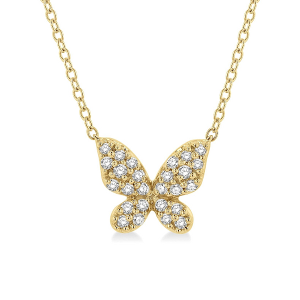 1/6 ctw Butterfly Motif Round Cut Diamond Petite Fashion Pendant With Chain in 10K Yellow Gold Robert Irwin Jewelers Memphis, TN