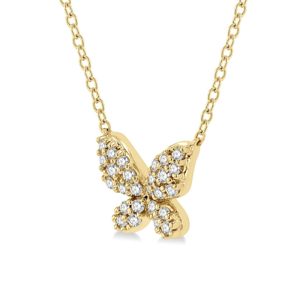 1/6 ctw Butterfly Motif Round Cut Diamond Petite Fashion Pendant With Chain in 10K Yellow Gold Image 2 Robert Irwin Jewelers Memphis, TN