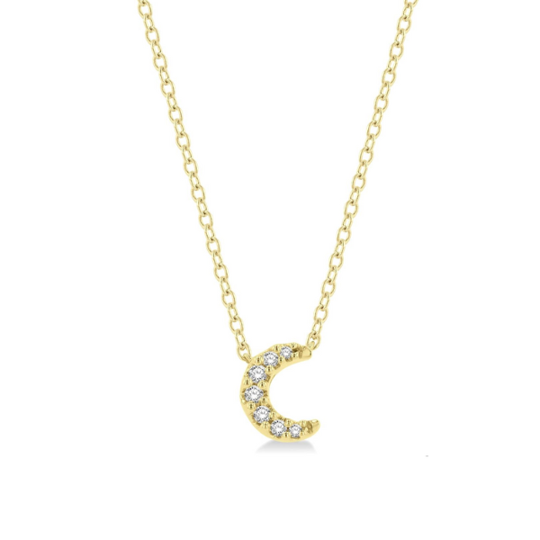 1/20 ctw Crescent Round Cut Diamond Petite Fashion Pendant With Chain in 10K Yellow Gold Robert Irwin Jewelers Memphis, TN