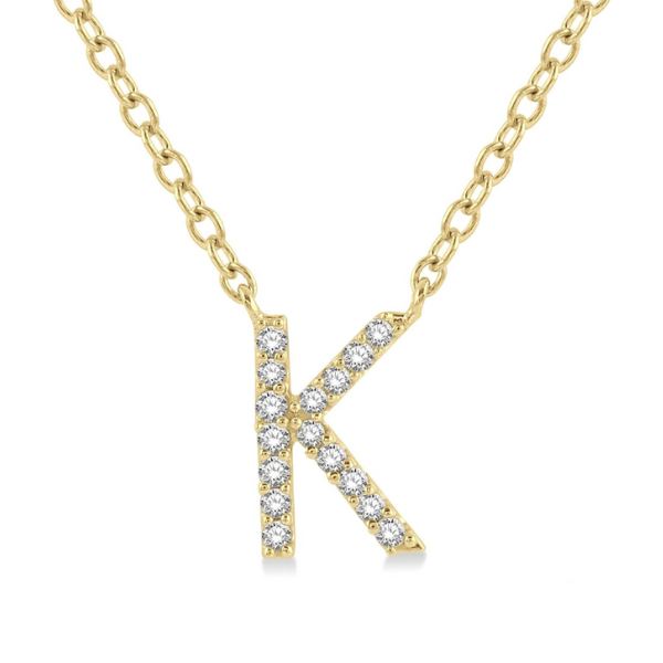 1/20 ctw Initial 'K' Round Cut Diamond Pendant With Chain in 10K Yellow Gold Robert Irwin Jewelers Memphis, TN