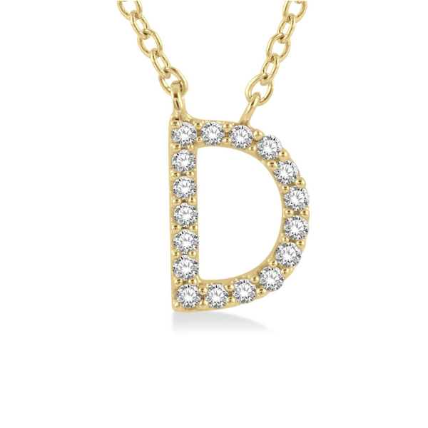 1/20 ctw Initial 'D' Round Cut Diamond Pendant With Chain in 10K Yellow Gold Image 2 Robert Irwin Jewelers Memphis, TN