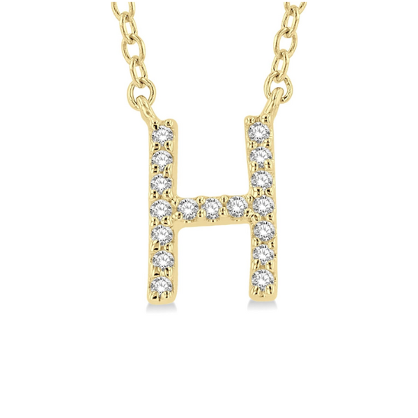 1/20 ctw Initial 'H' Round Cut Diamond Pendant With Chain in 10K Yellow Gold Image 2 Robert Irwin Jewelers Memphis, TN