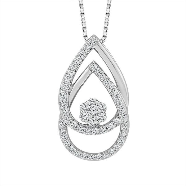 1/5 Ctw Double Pear Diamond Drop Pendant in 10 Karat White Gold Robert Irwin Jewelers Memphis, TN