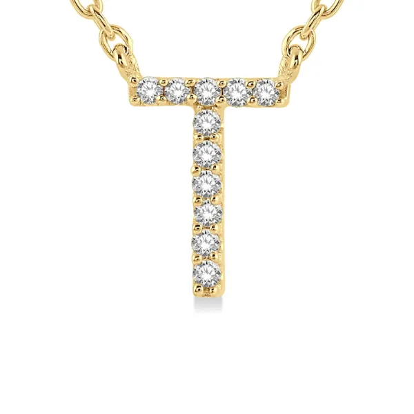 Diamond Letter V Necklace 1/10 ct tw Round-cut Sterling Silver 18