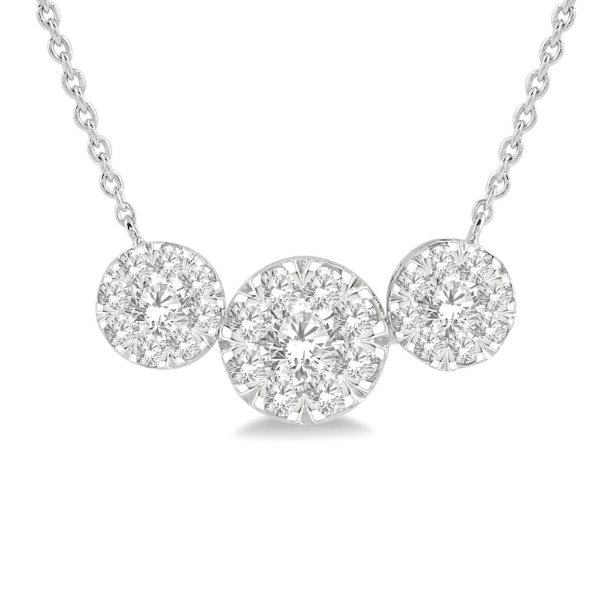 3/4 Ctw Triple Circle Lovebright Round Cut Diamond Necklace in 14K White Gold Robert Irwin Jewelers Memphis, TN