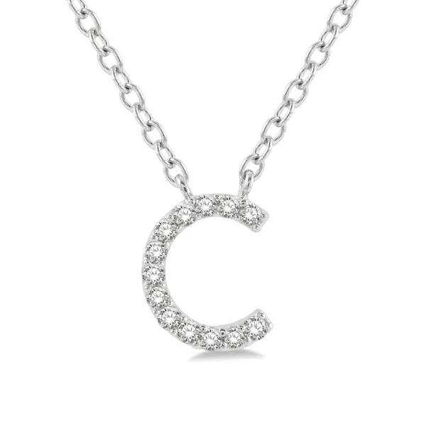 1/20 ctw Initial 'C' Round Cut Diamond Pendant With Chain in 10K White Gold Robert Irwin Jewelers Memphis, TN