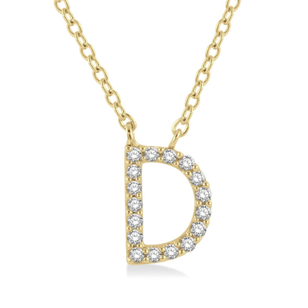 1/20 ctw Initial 'D' Round Cut Diamond Pendant With Chain in 10K Yellow Gold Robert Irwin Jewelers Memphis, TN