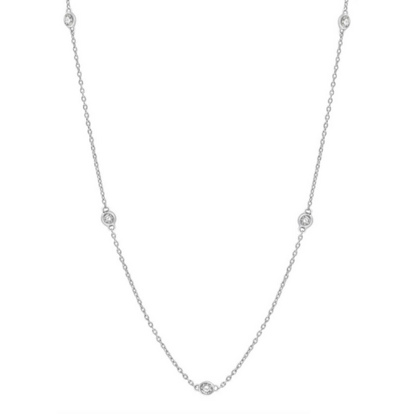 14 Karat White Gold 1/4 Carat Diamonds by the Yard Necklace Robert Irwin Jewelers Memphis, TN