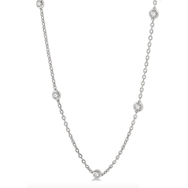 14 Karat White Gold 1 1/2 Carat Diamonds by the Yard Necklace Image 2 Robert Irwin Jewelers Memphis, TN