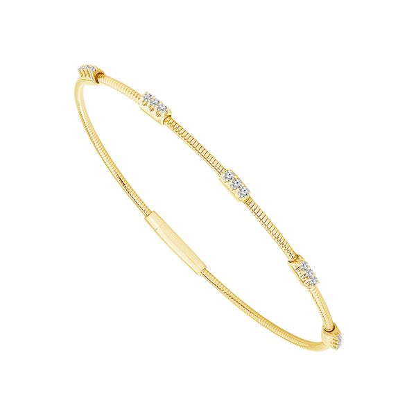 Flexible Diamond Bangle Bracelet 1/5 Ctw in 14 Karat Yellow Gold Robert Irwin Jewelers Memphis, TN